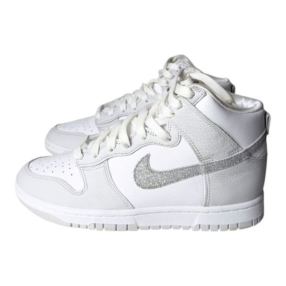 NIKE Dunk High "Silver Glitter Swoosh" Sneakers Size 7 - Picture 2 of 9